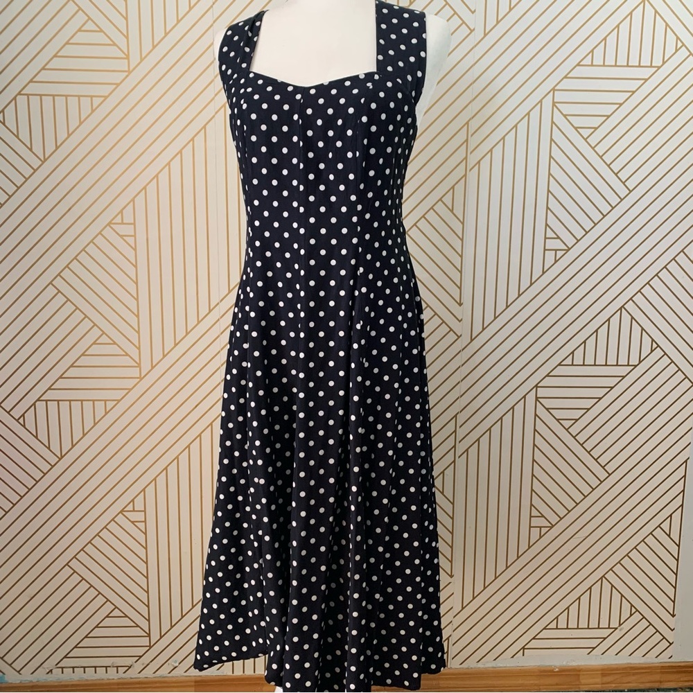 Limited Polka Dot A-line swing Dress criss cross back sleeveless boatneck  6